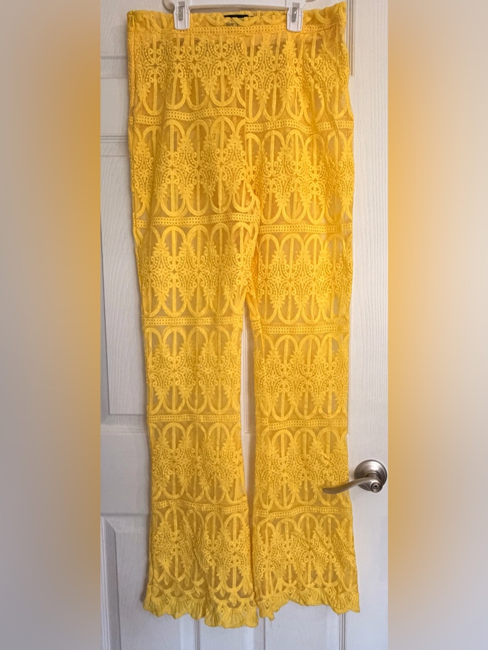 PrettyLittleThing Yellow Lace Flare Pants
Size 10